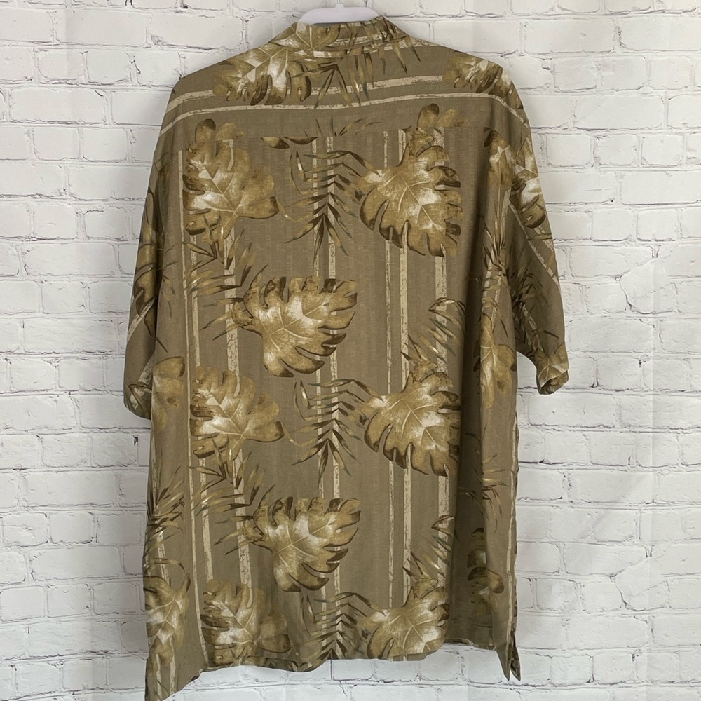 Caribbean Hawaiian Shirt Aloha/Camp Button Up Botanical Print Brown Size XL Mens - Picture 2 of 7
